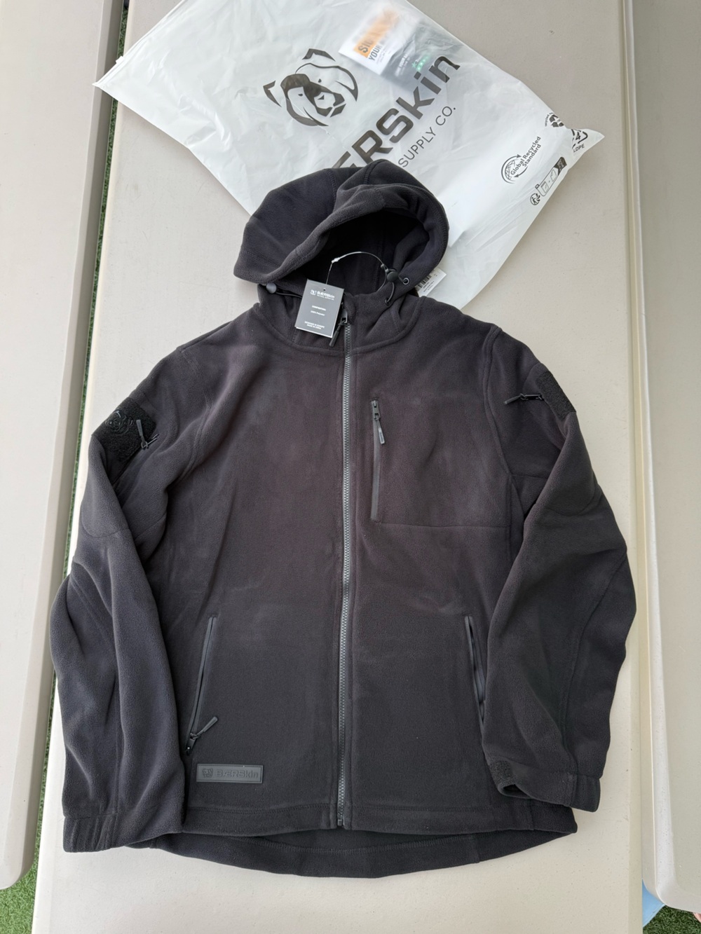 BAERSkin Men's L Gray Polyester Fleece Full-Zip Hooded Hoodie w/ Pockets